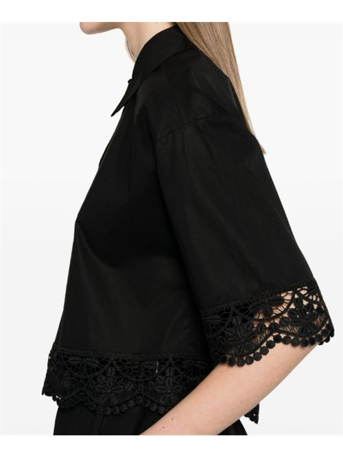 CROPPED SHIRT WITH LACE TWIN SET | 251TT209300006 NERO
